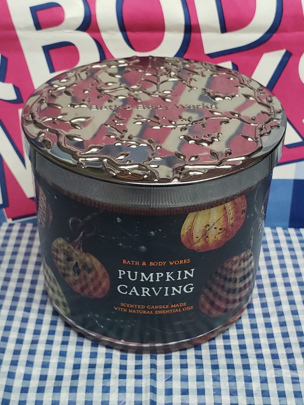 BBW Pumpkin Carving Large 3 Wick Candle Halloween Home Fragrance Decor